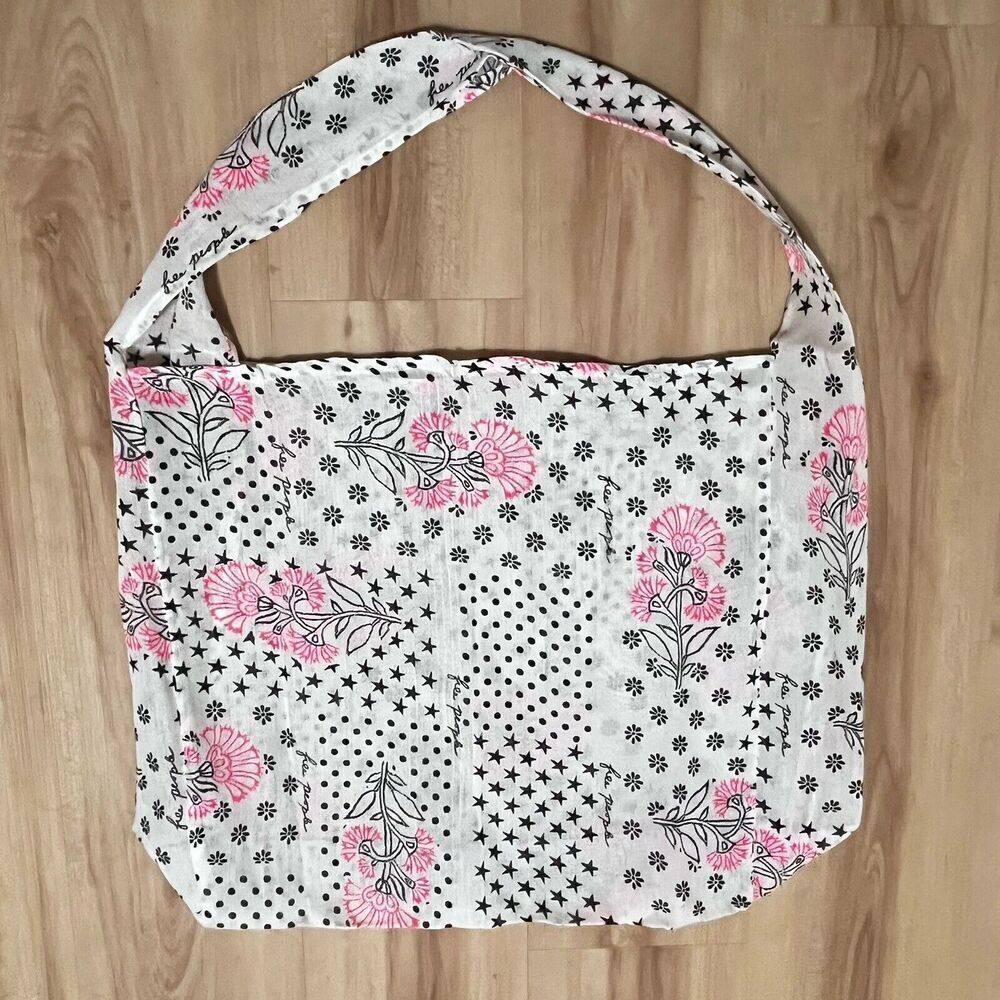 Free People Floral Shoulder Tote Mesh Bag Lightweight Stars Polka Dot Reusable